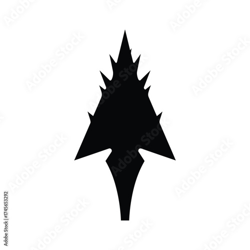 A black arrowhead with sharp edges is displayed