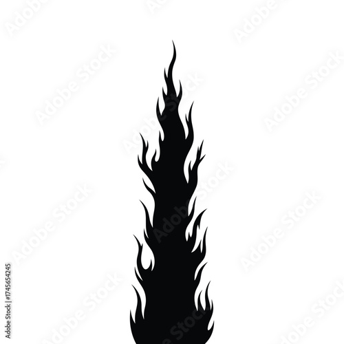 Tall, narrow black flame, a symbol of burning