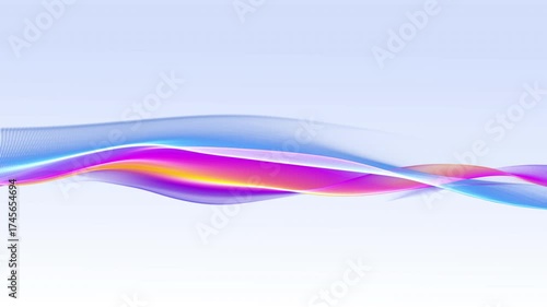 Seamless Loop of Colorful Wavy Lines Animation. Wave motion of blue and pink soft tones on white background. Abstract Technology and Wellness Video.