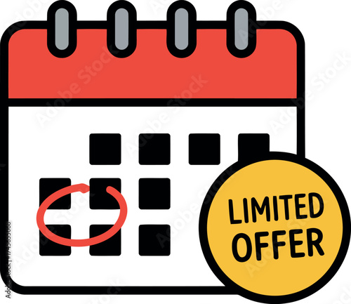 Limited offer calendar date marked special deal announcement vector