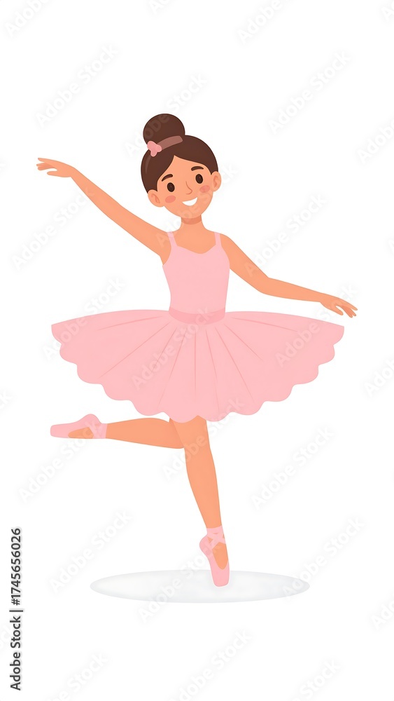 Naklejka premium Happy ballerina in pink tutu