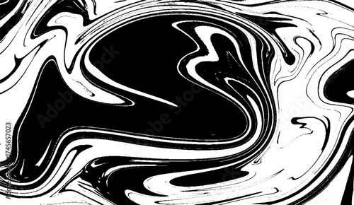 Vector Black and White Marbled Abstract Background, Elegant Black Marble Ink Texture with Acrylic Painted Waves.