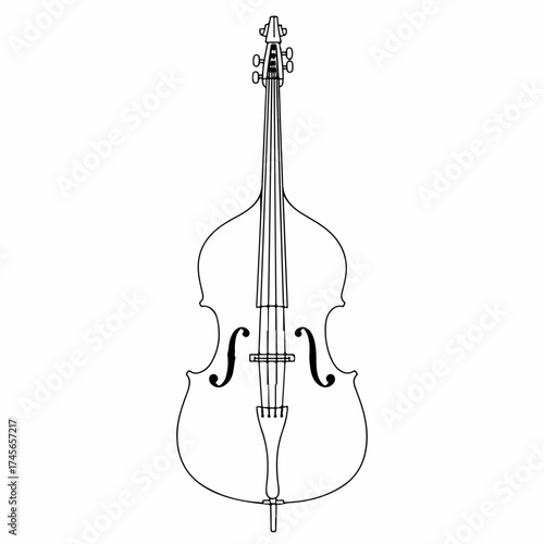 Minimalist Line Art Upright Bass Musical Instrument Illustration Drawing