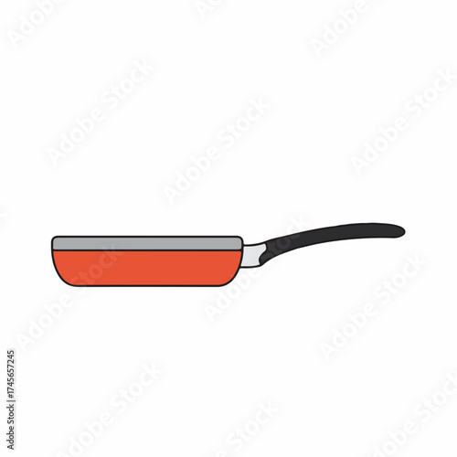Flat Lineart Frying Pan Kitchenware Utensil Culinary Equipment Cooking Illustration