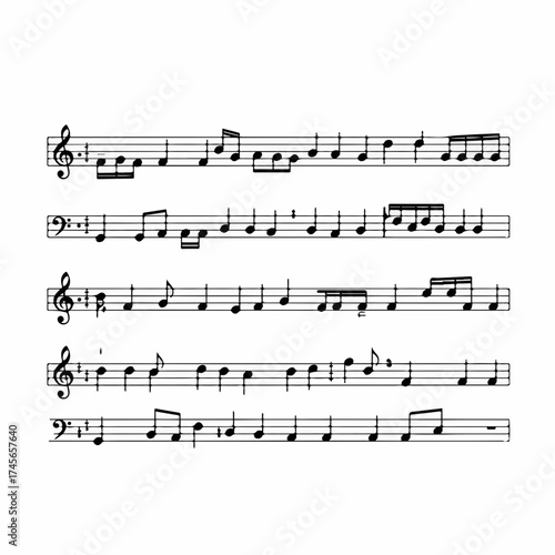 Clean Sheet Music Staff with Musical Notes for Song Arrangement
