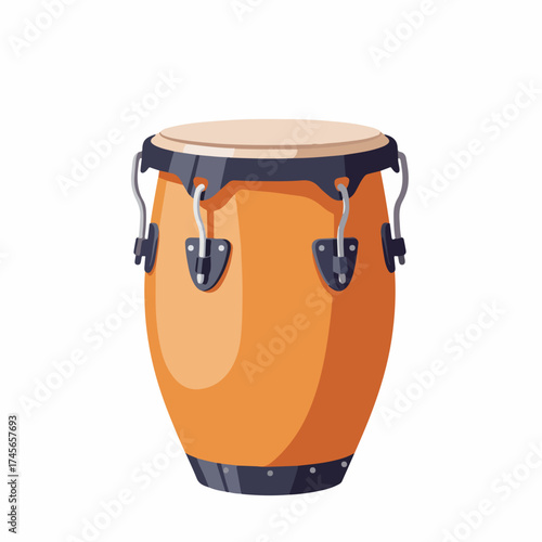Detailed Flat Illustration Conga Drum Percussion Musical Instrument Object