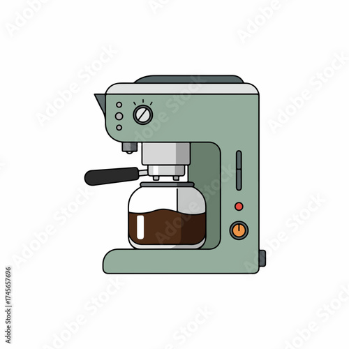 Simple Line Art Electric Drip Coffee Maker Appliance Machine Illustration
