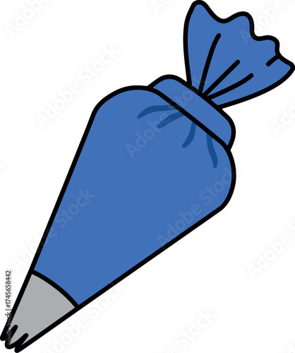 Blue piping bag filled with icing for cake decorating vector