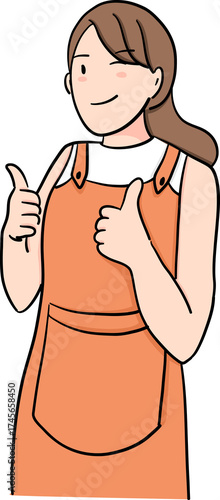 illustration of female barista giving thumbs up gesture