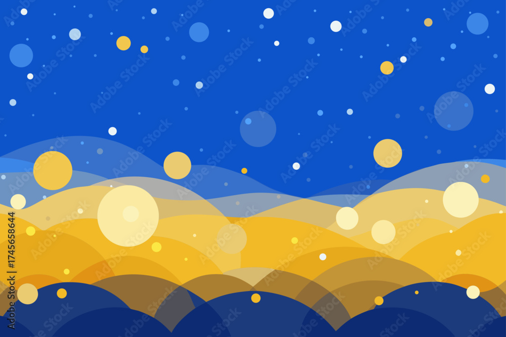 Fototapeta premium Winter night sky landscape with Christmas snow and stars