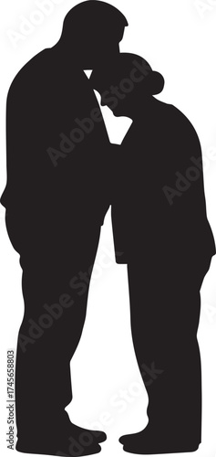 old couple silhouette  on white background