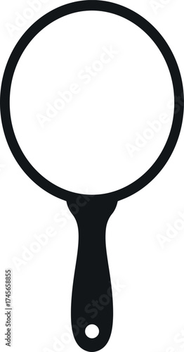 Oval handheld mirror silhouette elegant beauty accessory vector
