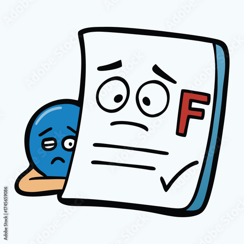 A f-grade-emoticon showing disappointment and frustration, symbolizing failure or poor performance with a sad or embarrassed face, perfect for expressing disapproval or regret.
