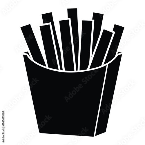 Vector art of silhouette of french fries in a paper container