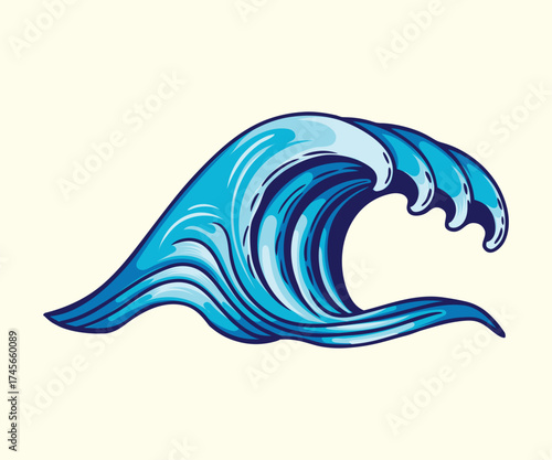 Stylized Sea Surge Wave Form illustration