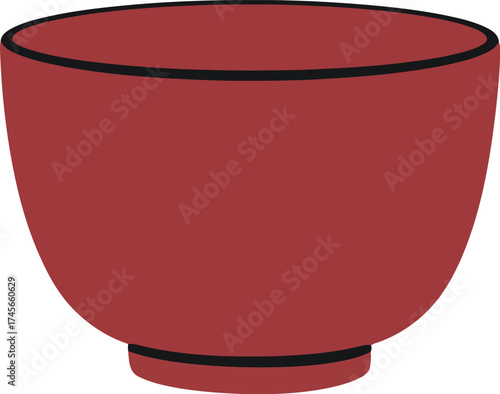 Simple red ceramic bowl isolated clean icon vector