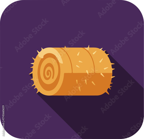 Tightly rolled orange cylindrical object with spiky texture on dark purple background