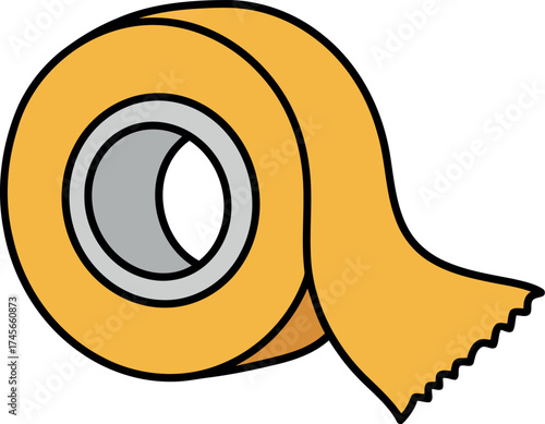 Yellow duct tape roll adhesive fastener crafting tool vector