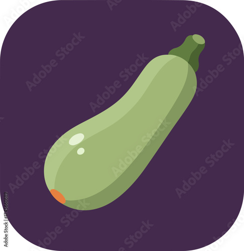 Single fresh zucchini on dark purple background