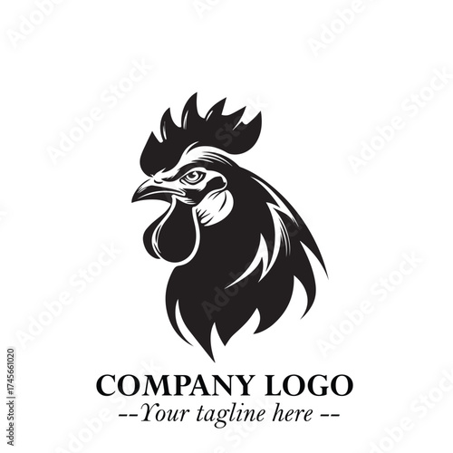 Wallpaper Mural Head of Chicken Logo Symbol Black and White Illustration in Minimalist Modern Vector Design for Branding Torontodigital.ca