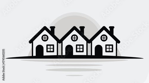 Three houses vector illustration minimalist flat design real estate concept for web and print