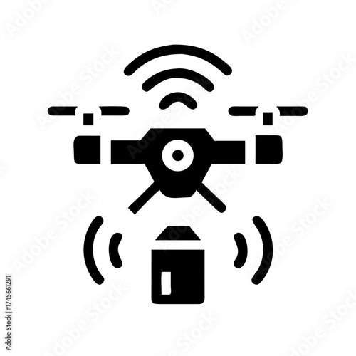 Drone delivering package with wireless signal