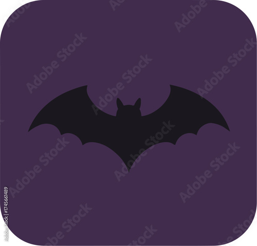 Black bat silhouette on dark purple background