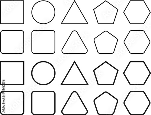 Geometric shapes collection. Rectangle, circle, triangle and other