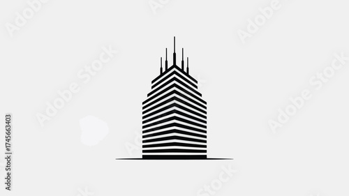 Modern skyscraper vector illustration minimalist building icon for real estate or architecture company isolated on white background