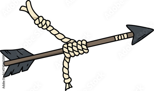 Arrow entangled in rope symbolizing challenge and obstacles vector