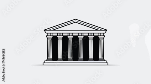 Minimalist building illustration classic architectural design element vector icon for historical or educational presentations
