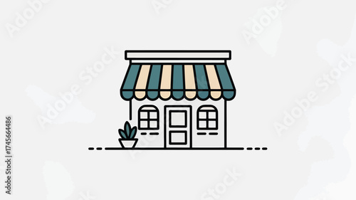 Minimalist store front illustration simple line art vector design suitable for local business websites and app icons