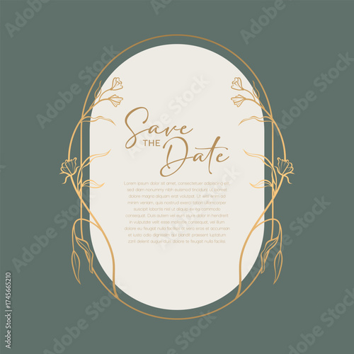 Rustic and minimalist save the date floral frame for logo branding and wedding card invitation