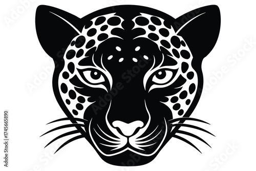 staring leopard silhouette vector icon