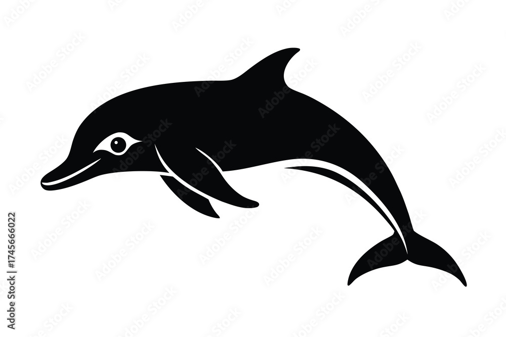 Fototapeta premium swimming dolphin silhouette vector icon