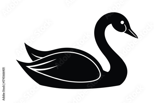swimming swan silhouette vector icon
