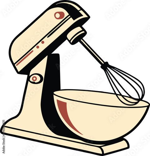 Retro stand mixer whips up culinary delights, perfect for baking enthusiasts and vintage kitchen designs; add nostalgic charm to your projects