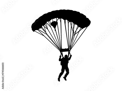 paraglider silhouette on white background 