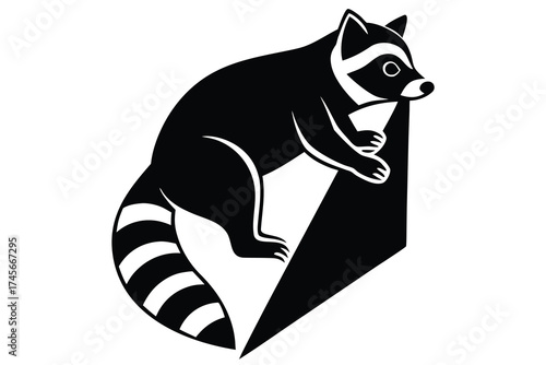 climbing raccoon silhouette vector icon