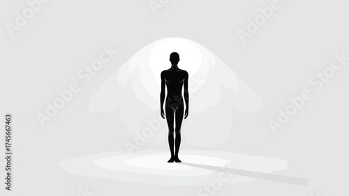 Silhouette of a slender human figure standing in a spotlight vector illustration for concepts of identity individuality and self-discovery