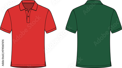 Polo shirt, short sleeve shirt, collared shirt, button placket shirt, casual shirt, men’s fashion, summer apparel, sportswear, clothing design, garment illustration