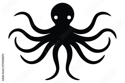crawling octopus silhouette vector icon