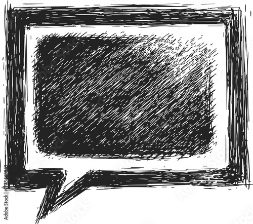 Speech bubble hand drawn sketch with crosshatch shading and rough borders — stock vector