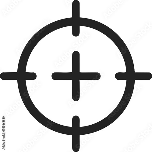 Crosshair target symbol hand drawn sketch line art icon — stock vector