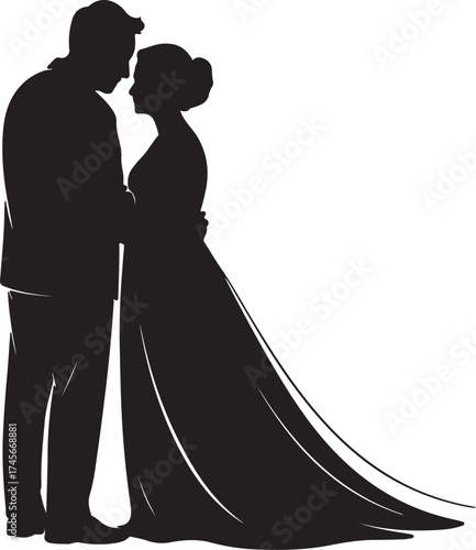 old couple silhouette  on white background