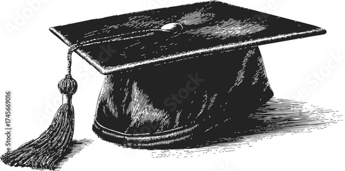 Graduation cap mortarboard hand drawn sketch illustration academic ceremony — stock vector