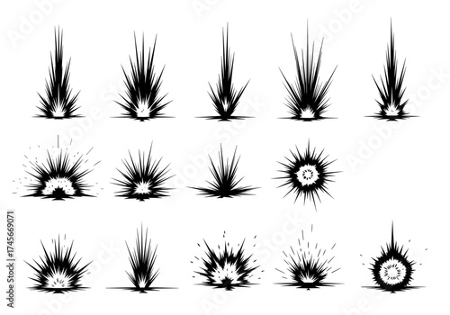 collection of black ink splashes and explosions.