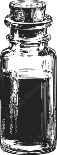Bottle vintage apothecary jar hand drawn sketch style cork stopper — stock vector