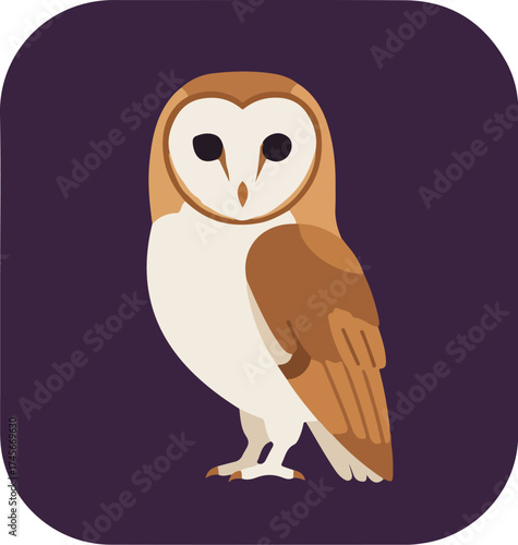 Stylized owl illustration with dark purple background