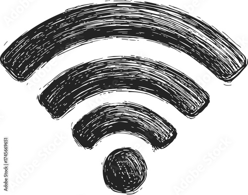 WiFi symbol hand drawn sketch style wireless internet connection icon — stock vector